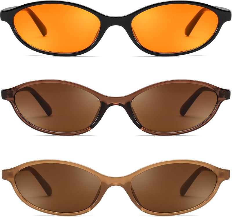 FEISEDY Retro Oval Cat Eye Sunglasses for Women 90s Narrow Lightweight Shades Y2k Trendy Sunnies B0257 - Image 1